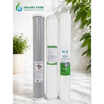 Bộ 3 lõi lọc nước 123 Cation 20 inch lọc nước nhiễm phèn, đá vôi, clo....