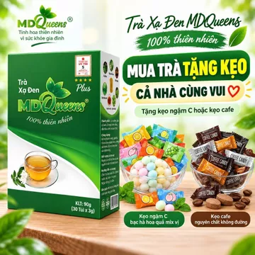 Mua Trà KM Kẹo - Combo 5 hộp - 10 hộp Trà Xạ Đen MDQueens Hộp 90g - Trà Túi Lọc mát gan thải độc