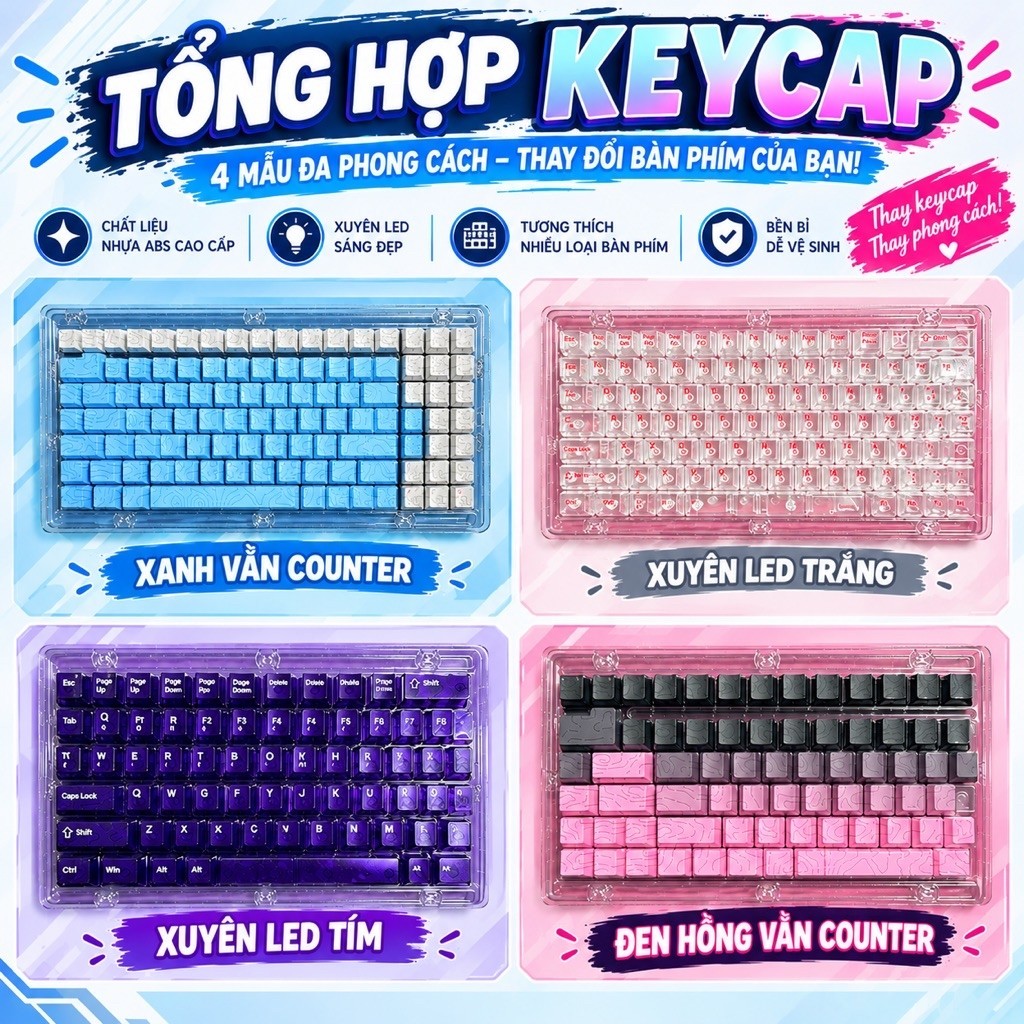 [Tổng hợp] Keycap Xuyên LED - Counter / Trong Suốt Thay Thế Bàn Phím Cơ | BigBuy360 - bigbuy360.vn