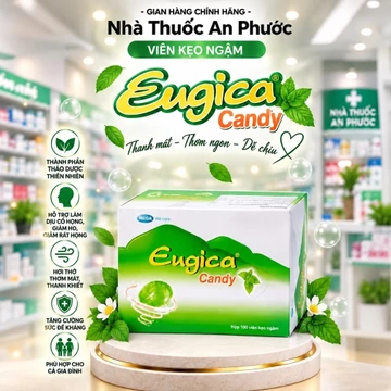 Kẹo ngậm Eugica ⚡ CAM KẾT CHÍNH HÃNG ⚡ Kẹo ngậm thảo dược Eugica (100 viên) giúp giảm ho, ngứa, rát họng