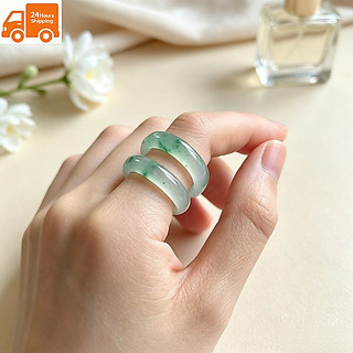 Ngọc tự nhiên Ngọc lục bảo châu Phi ngọc rồng ngọc xanh nổi nguyên tố hoa nhẫn ngọc bột giấy nam nữ nhẫn đơn giản