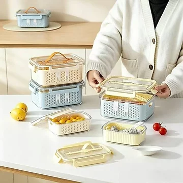 Di Động Tươi Giữ Hộp Cơm Trưa Di Động Mang Ra Cắm Trại Hộp Giữ Tươi Thực Phẩm Cấp Thực Phẩm Kín Hộp Giữ Tươi Hộp Đựng Trái Cây Hai Lớp Có Thể Thoát Nước Hộp Đựng Tủ Lạnh Hộp Giữ Tươi Dã Ngoại