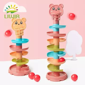 LIUJIR Track Turn Around Đồ chơi Lắp ráp Đồ chơi Bộ đường ray xoay Trò chơi tắm Bóng trượt tinh thần Đồ chơi bóng lăn Đồ chơi xếp chồng lên nhau Đồ chơi giáo dục sớm Đồ chơi xếp hình cho bé