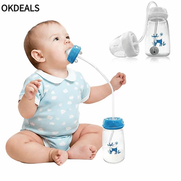Bộ bình sữa cho bé OKDEALS, Bình sữa tự ăn bằng cọ hút rảnh tay, Bình trữ sữa cổ bình thường 5oz / 150ml chất lượng cao cho bé từ 3 tháng tuổi trở lên