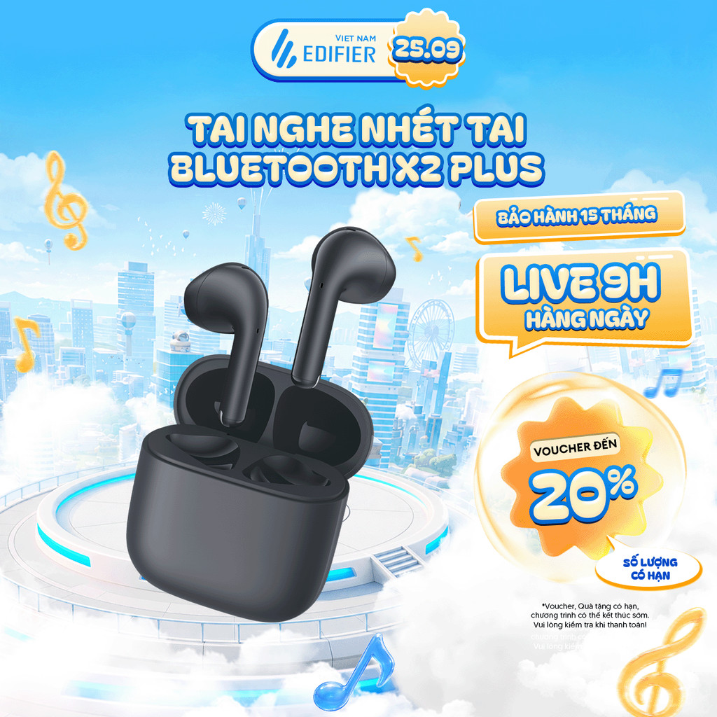 Tai Nghe Bluetooth Nhét Tai EDIFIER X2 PLUS/ X2 PRO | Thời Gian Sử Dụng Đến 35H | Bluetooth 6.0 | Bảo Hành 15 Tháng