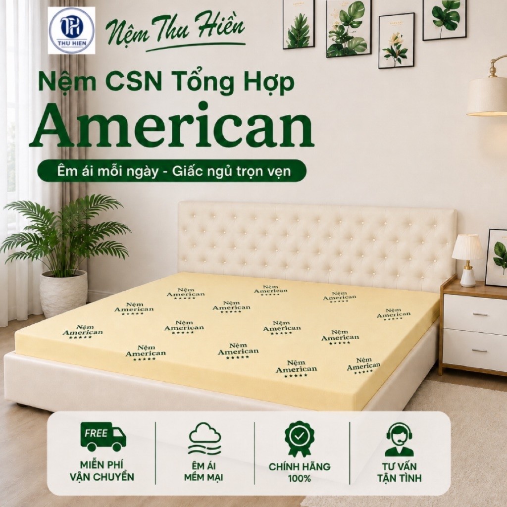 Nệm Cao Su Non American foam tổng hợp cao 10cm chính hãng , êm ái , đàn hồi tốt , thoáng khí