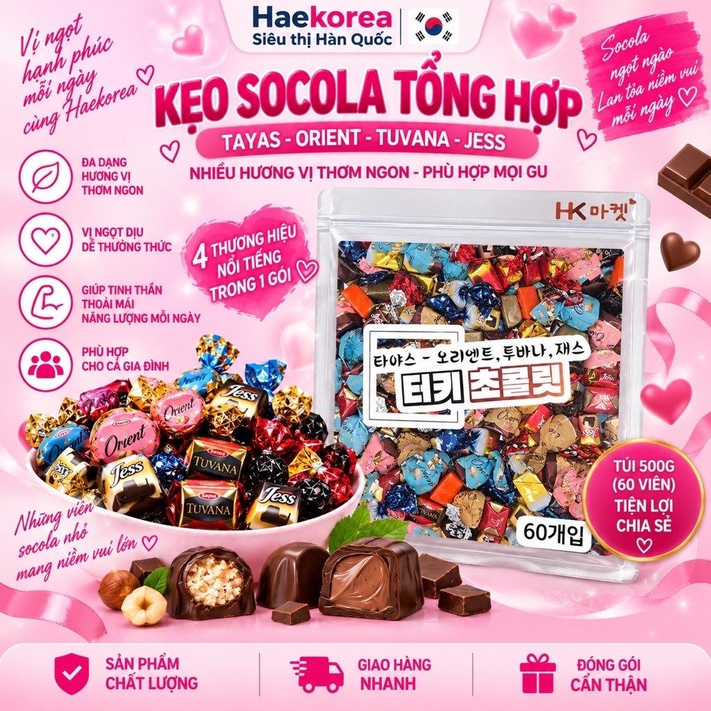 Socola Tayas Thổ Nhĩ Kỳ Mix 3 Vị 60 Viên – Chocolate Nhập Khẩu Orient ...