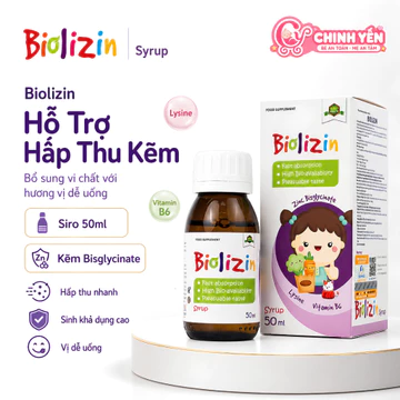 Chinh Yến Shop Siro Kẽm Biolizin 50ml Cho Bé Bổ Sung Kẽm Lysin B6 Giúp Bé Ăn Ngon Chính Hãng Tây Ban Nha
