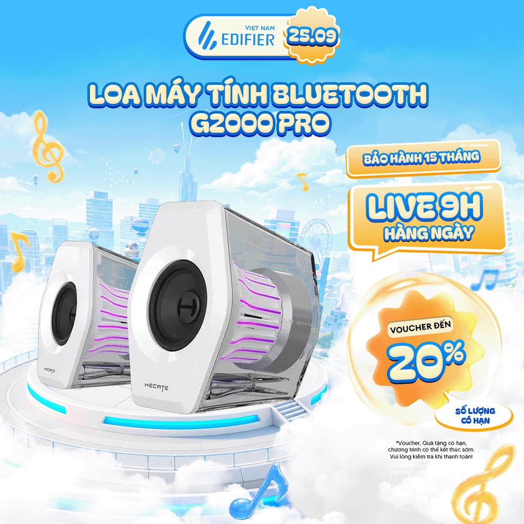 Loa Máy Tính Bluetooth EDIFIER G2000/G2000 PRO | Công Suất 32W | Đèn Led RGB | Bluetooth 5.1 |  Bảo Hành 15 Tháng