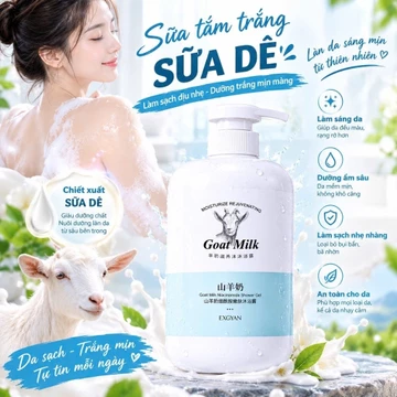 Sữa Tắm Làm Trắng Sáng Da Sữa Dê 800ml, Sữa Tắm Dưỡng Ẩm Giúp Da Mềm Mịn Hương Thơm Lâu Dài