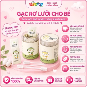 Rơ Lưỡi WAI Cho Bé 0-2 Tuổi – Gạc Rơ Lưỡi Vệ Sinh Miệng, Lưỡi Cho Trẻ Sơ Sinh, 30 Que/Hộp