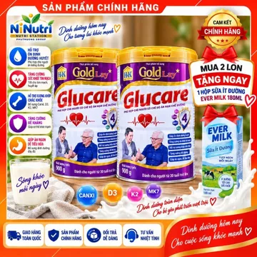 ( DATE MỚI CHÍNH HÃNG ) COMBO 2 LON SỮA TIỂU ĐƯỜNG GLUCARE LON 900G - CHO NGƯỜI ĐÁI THÁO ĐƯỜNG , TIỀN TIỂU ĐƯỜNG