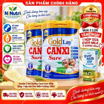 ( DATE MỚI CHÍNH HÃNG )2 SỮA GOLDLAY CHO NGƯỜI CAO TUỔI LON 900G - GIÀU CANXI , HỖ TRỢ XƯƠNG KHỚP VÀ TIỂU ĐƯỜNG
