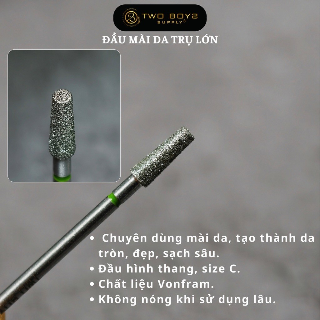 Đầu Mài da Trụ Lớn & Đầu Mài Da Đĩa Bay Two Boys, Chuyên Dụng : Chạy Da, Tạo Thành Da Tròn Đẹp, Sạch Sâu. • Size : C ,M