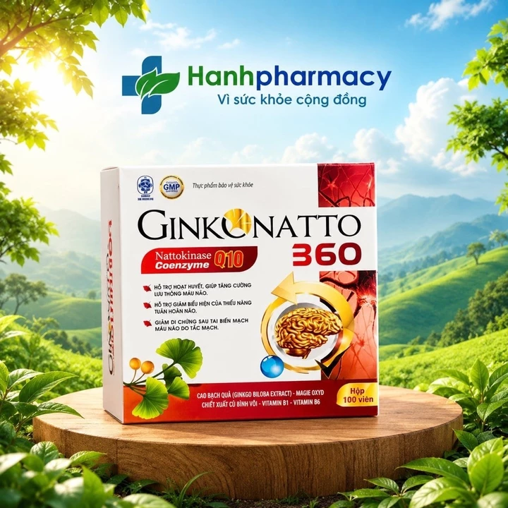 Viên Bổ Não GINKONATTO 360 – Tăng Tuần Hoàn Máu Não, Bổ Não, Giảm Đau Đầu, Cải Thiện Trí Nhớ – Hộp 100 Viên