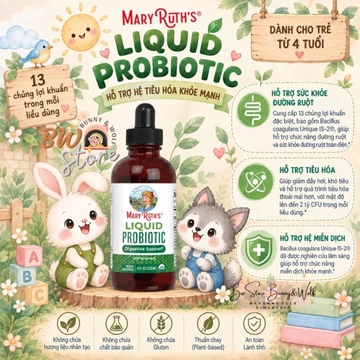 TPBVSK Men vi sinh Lợi khuẩn MaryRuth’s Liquid Probiotic - Mỹ - Chai 60ml