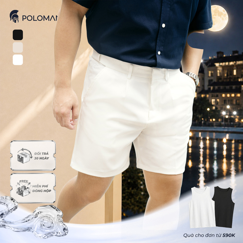 [NEW COLOR] Quần short nam tây âu SMART FIT SHORT, BST MEN's JOURNEY, Cao Cấp, Thanh Lịch - POLOMANOR