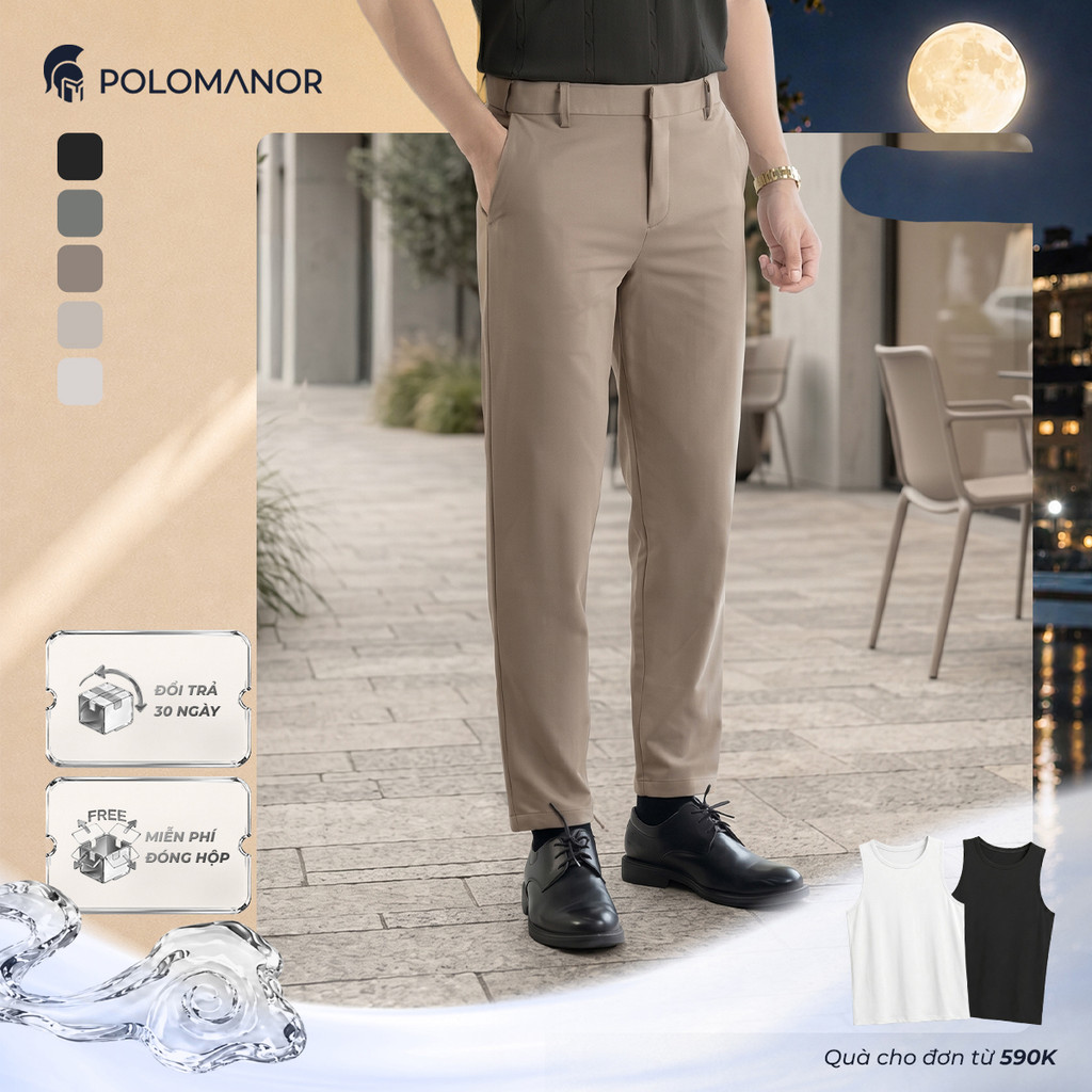 [BEST SELLER] Quần dài kaki nam SD, chất liệu Kaki gân Hàn Quốc chuẩn form tôn dáng sang trọng - POLOMANOR