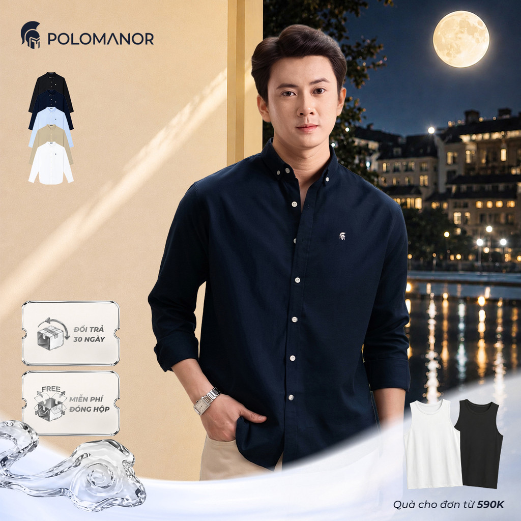 [BEST SELLER] Áo sơ mi nam tay dài OXFORD PREMIUM, BST SMART CASUAL, Cao Cấp, Thanh Lịch - POLOMANOR