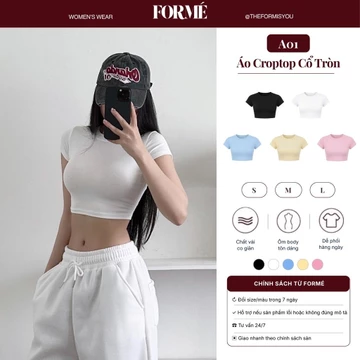 [BEST SELLER] Áo Thun Croptop Cộc Tay Nữ Basic - Áo Croptop Ôm Body Tay Ngắn FORMÉ Nữ Thun Cotton Cao Cấp |@THEFORMISYOU