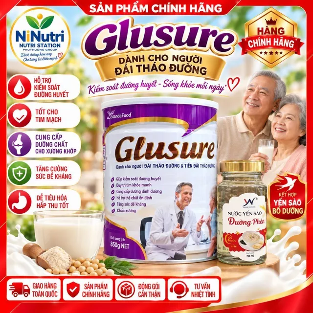 SỮA CHO NGƯỜI CAO TUỔI LON 900G - GLUSURE HỖ TRỢ TIỂU ĐƯỜNG