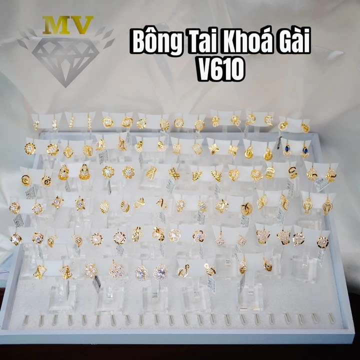 Bộ sưu tập Bông Tai 38 Mẫu (Khoá gài) MV.01 • V610 | Minh Vàng