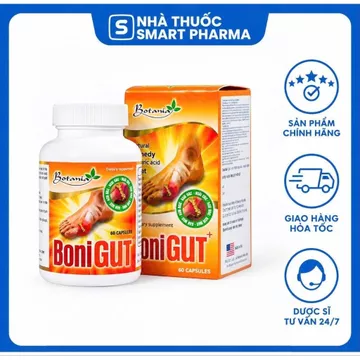 Viên Uống BoniGut - Hỗ Trợ Giảm Acid Uric Máu, Giảm Đau Nhức Xương Khớp Do Gút (Lọ 60 Viên)