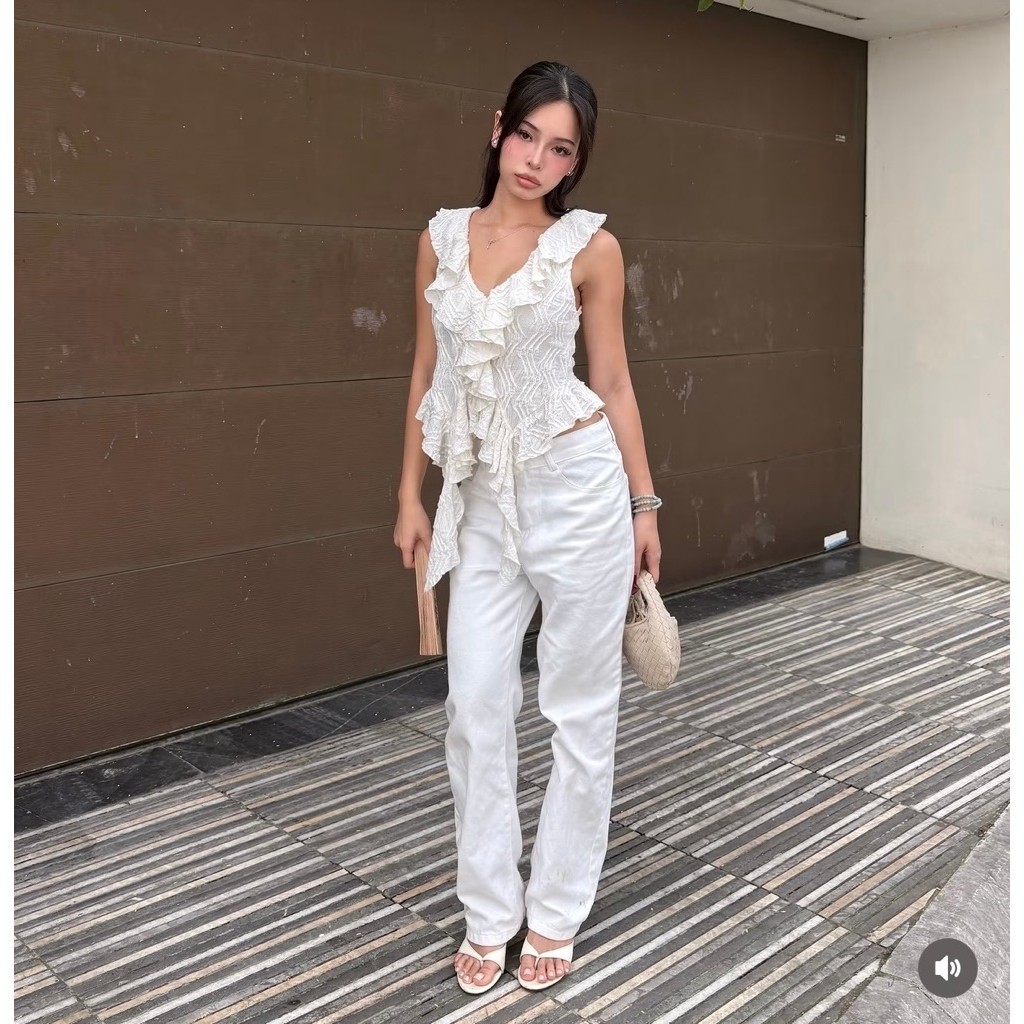 Quần jeans ống suông trắng mỏng WHITE JEANS | BigBuy360 - bigbuy360.vn