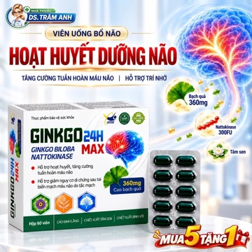 Viên Uống Hoạt Huyết Dưỡng Não Ginkgo 24h Max – Bổ Não , Giảm Rối Loạn Tiền Đình, Đau Đầu, Chóng Mặt