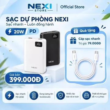 Sạc dự phòng NEXI 10000mAh Sạc Nhanh PD 20W - Pin Sạc Dự Phòng Màn Hình LED [Tặng Cáp Sạc Nhanh 79K]