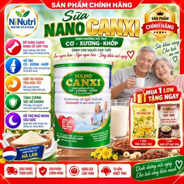 ( KÈM 1 GÓI HOA CÚC , 1 GÓI GẠO LỨT HẠT SEN GIÚP NGŨ NGON) SỮA NANO CHO NGƯỜI CAO TUỔI DINH DƯỠNG ĐẶC BIỆT LON 900G