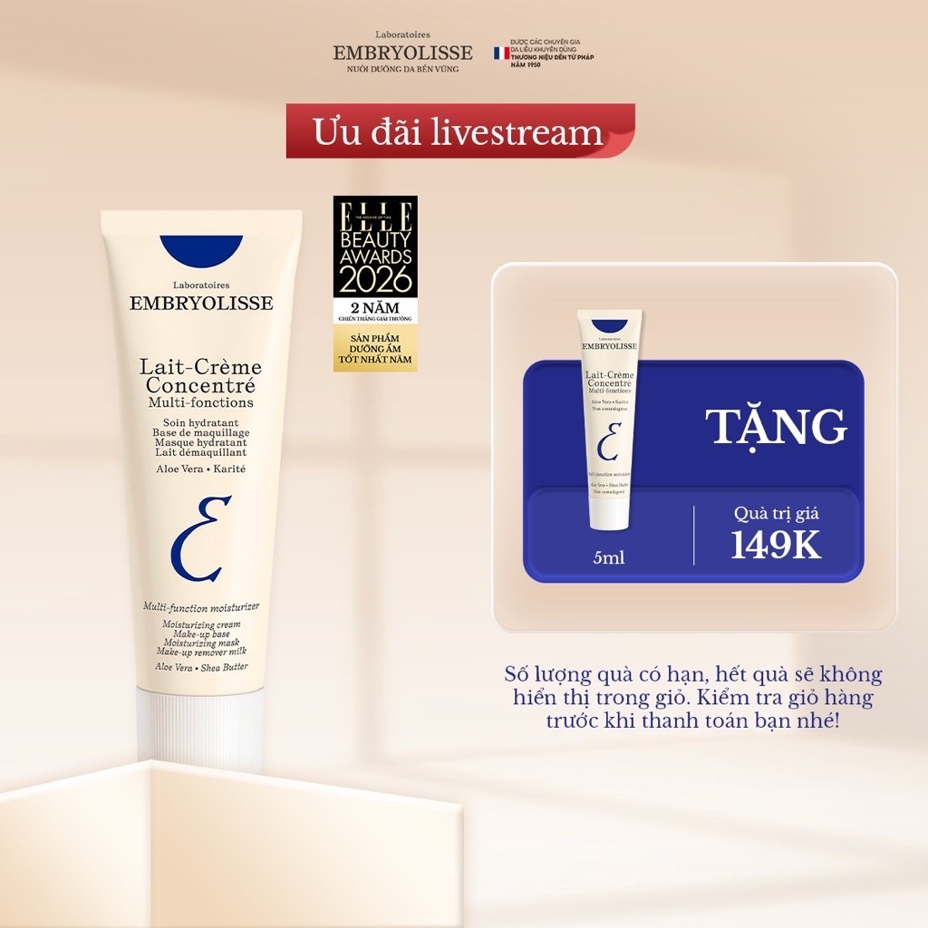 [Livestream x EMB] Kem Dưỡng Ẩm Phục Hồi Embryolisse Lait Creme Concentre 75ml