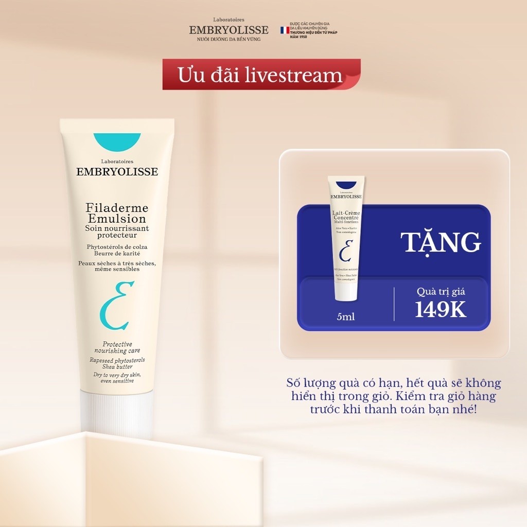 [Livestream X EMB] Kem Dưỡng Trẻ Hóa Căng Bóng Da Embryolisse Filaderme Émulsion 15ml - 75ml