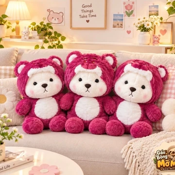 Gấu Bông Lena cosplay Gấu Dâu Tây - Gấu bông siêu cute cao cấp vải mịn - Gấu Bông Mỡ Mỡ