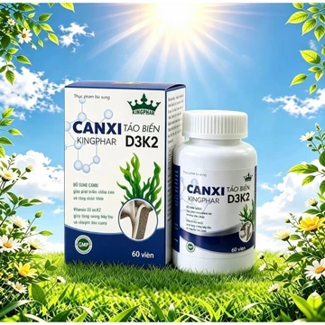 Viên uống Canxi tảo biển D3 k2 Kingphar 3- Hộp 60 viên,Bổ sung Canxi Hữu cơ, ngừa loãng xương