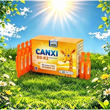 Siro ống Canxi D3 -K2 Kingphar 3, Hộp 20 ống / 5ml - Bổ Sung Canxi, Vitamin D3 cho cơ thể