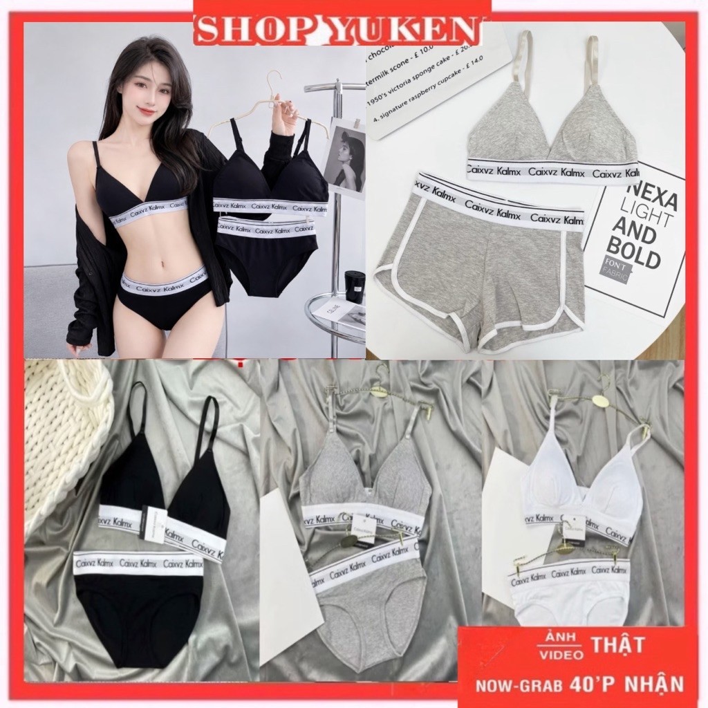 Chữ Đúng Nhé .Đồ bơi -  Bộ Đồ Lót Thể Thao 2 dây Nữ Cotton In Chữ  Cá Tính