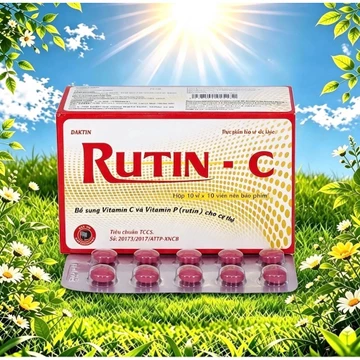 Viên uống Rutin C vinaphar 1 ,Hộp 100viên - tăng sức bền thành mạch, giảm nguy cơ xơ vữa động mạch.
