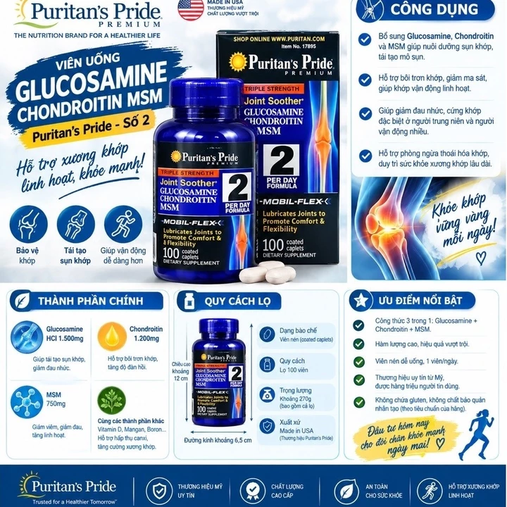 Glucosamine puritant pride 100 viên