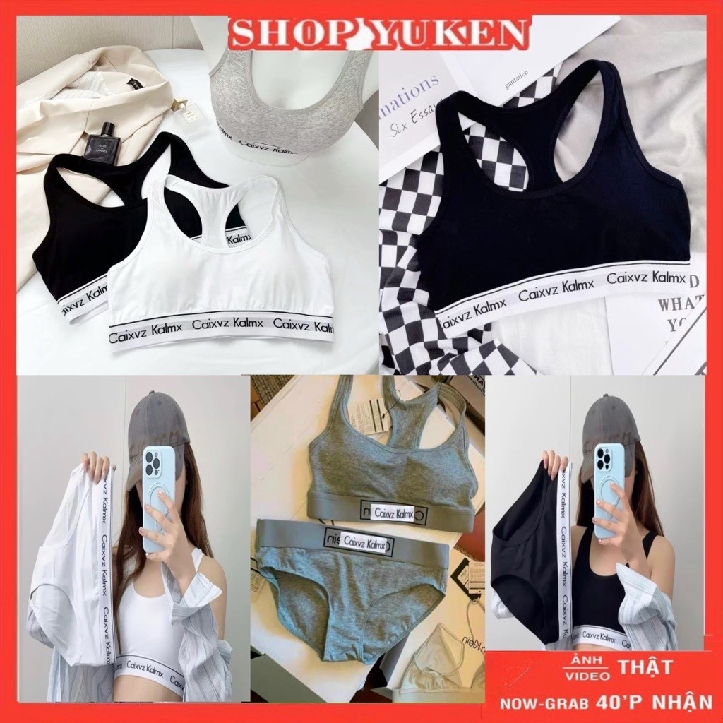 Chữ Đúng Chuẩn ..Đồ Bơi . Bộ Đồ Lót Nữ Thể Thao Cotton In Chữ  Cá Tính