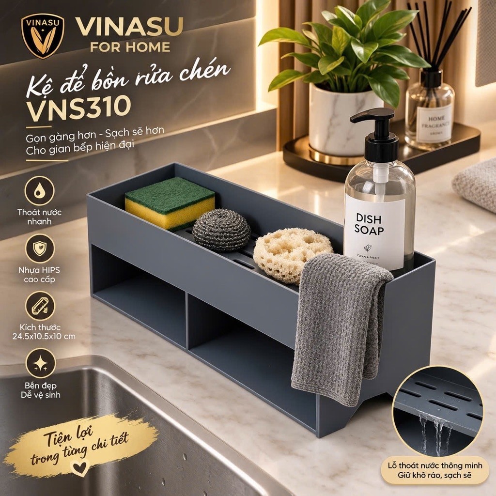 Khay đựng đồ rửa bát, kệ đựng đồ bồn rửa chén - Kệ để dụng cụ rửa chén, giá để nước rửa chén bát TD03