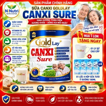 GoldLay Canxi Sure 900g – Dinh Dưỡng Giàu Canxi Cho Người Cao Tuổi – Tặng Ly Sứ + 4 Hộp Sữa 110ml