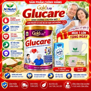 ( KÈM 1 LY SỨ + 1 LÓC SỮA ÍT ĐƯỜNG ) SỮA TIỂU ĐƯỜNG GLUCARE LON 900G - CHO NGƯỜI ĐÁI THÁO ĐƯỜNG , TIỀN TIỂU ĐƯỜNG