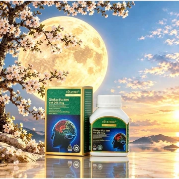 Nhập khẩu ÚC , Vitatree Ginkgo Plus 6000 bổ sung Q10 -Bổ não bổ não, hoạt huyết dưỡng não