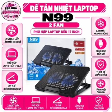 ĐẾ TẢN NHIỆT LAPTOP N99 2 FAN/Đế tản nhiệt laptop Cooling Pad N99 2 FAN