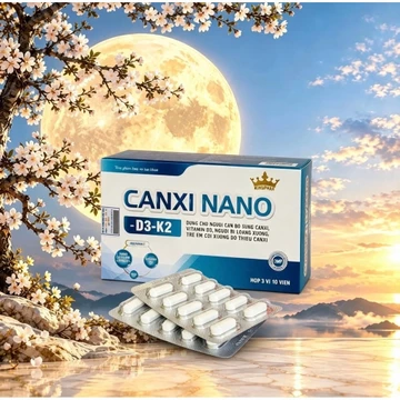 Canxi Nano – D3 – K2 kingphar 3 , hộp 30 viên ,hỗ trợ bổ sung canxi, vitamin D3 cho cơ thể