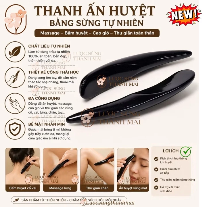 Dụng cụ diện chẩn bằng sừng, dụng cụ cạo gió mátxa day ấn huyệt lưu thông khí huyết, giảm căng thẳng – 2