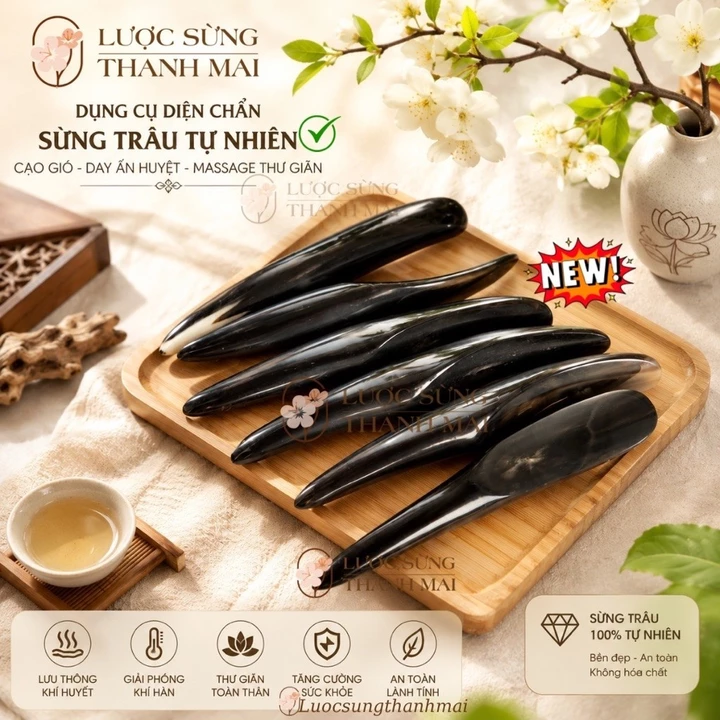 Dụng cụ diện chẩn bằng sừng, dụng cụ cạo gió mátxa day ấn huyệt lưu thông khí huyết, giảm căng thẳng – 4