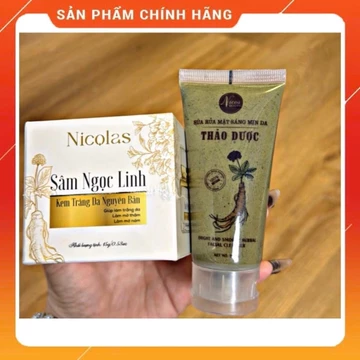 Kem Sâm Ngọc Linh Nicolas – Kem Dưỡng Trắng Da Hỗ Trợ Mờ Nám Và Sữa Rửa Mặt Thảo Dược Mịn DVf