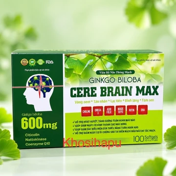 Viên uống bổ não thông mạch Ginkgo Biloba 600mg hỗ trợ hoạt huyết tăng cường tuần hoàn não phục hồi sau biến chứng 100v